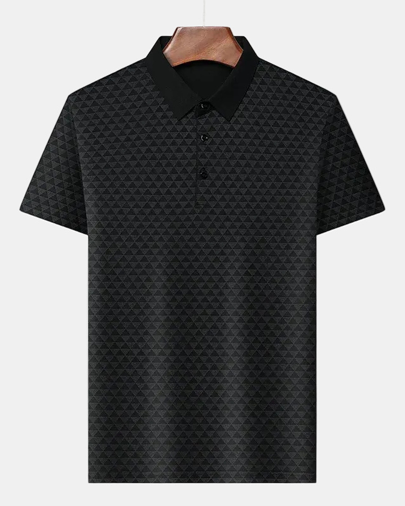 Men's Polo Shirt, Blue and Gray in Black