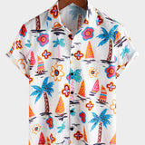 Button-Up Hawaiian Tropical Print Short Sleeve Shirt