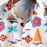 Button-Up Hawaiian Tropical Print Short Sleeve Shirt