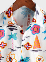 Button-Up Hawaiian Tropical Print Short Sleeve Shirt