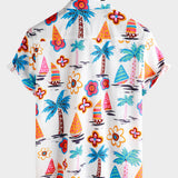 Button-Up Hawaiian Tropical Print Short Sleeve Shirt