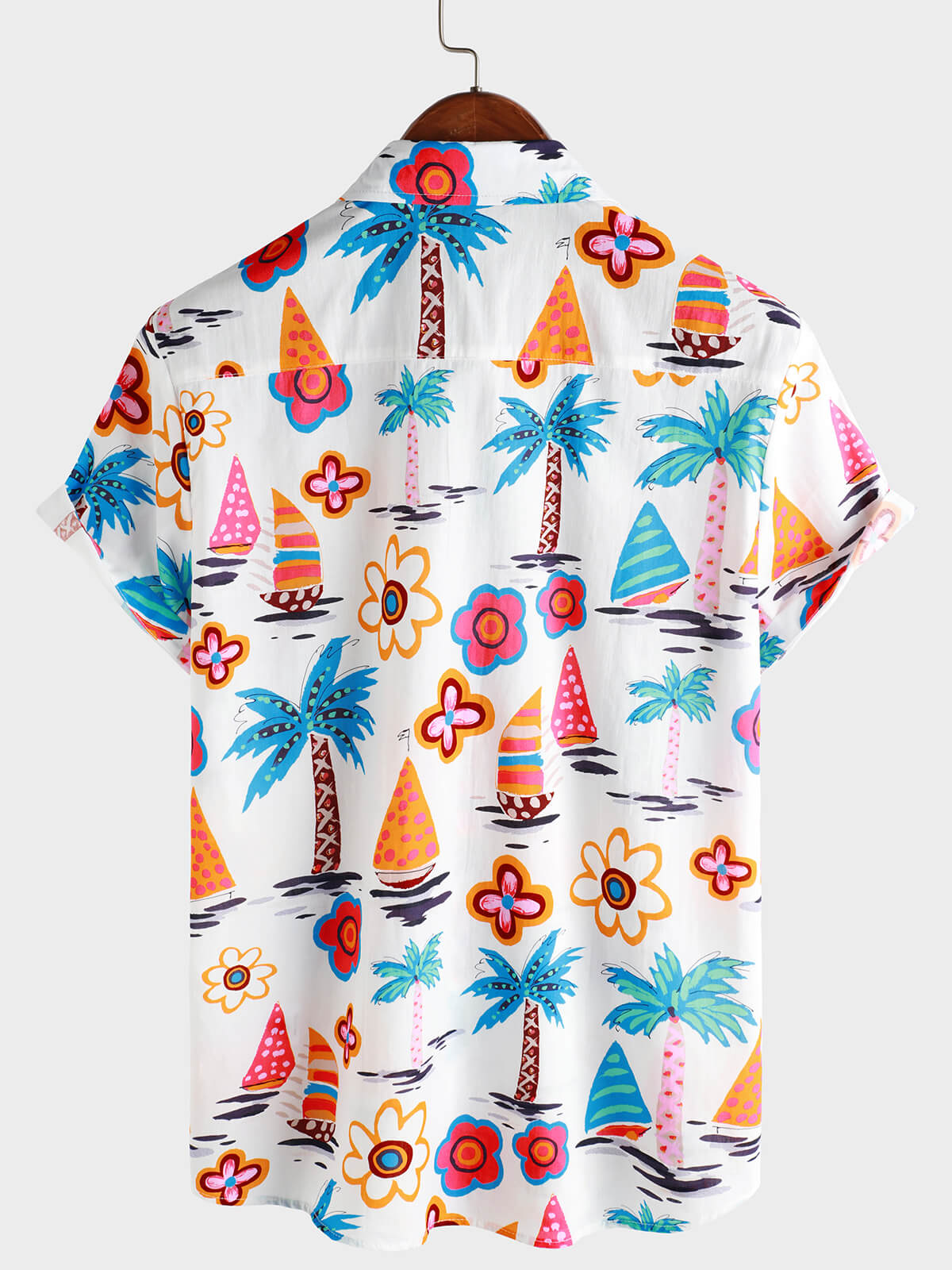 Button-Up Hawaiian Tropical Print Short Sleeve Shirt