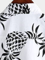 Button-Up Hawaiian Short Sleeve Shirt with Pineapple Print