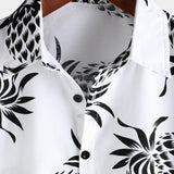 Button-Up Hawaiian Short Sleeve Shirt with Pineapple Print
