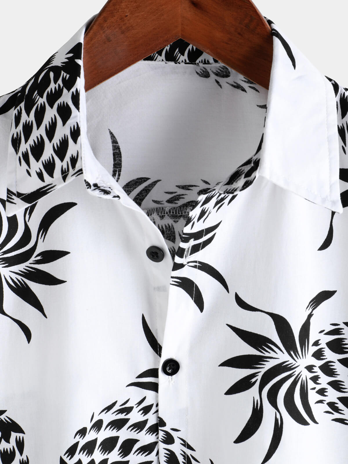 Button-Up Hawaiian Short Sleeve Shirt with Pineapple Print