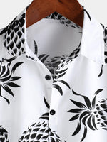 Button-Up Hawaiian Short Sleeve Shirt with Pineapple Print