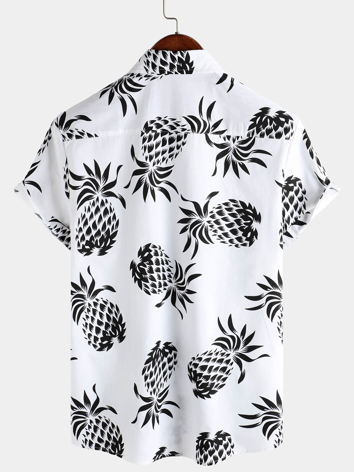Button-Up Hawaiian Short Sleeve Shirt with Pineapple Print