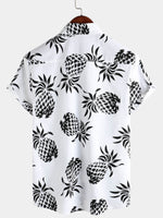 Button-Up Hawaiian Short Sleeve Shirt with Pineapple Print
