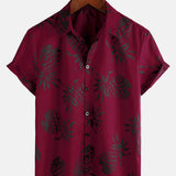 Button-Up Hawaiian Short Sleeve Shirt with Pineapple Print
