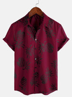 Button-Up Hawaiian Short Sleeve Shirt with Pineapple Print