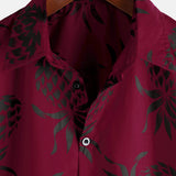 Button-Up Hawaiian Short Sleeve Shirt with Pineapple Print