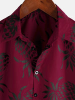 Button-Up Hawaiian Short Sleeve Shirt with Pineapple Print