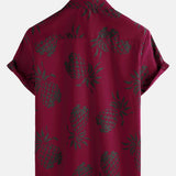 Button-Up Hawaiian Short Sleeve Shirt with Pineapple Print