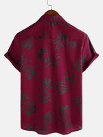 Button-Up Hawaiian Short Sleeve Shirt with Pineapple Print