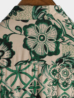 Hawaiian Short-Sleeve Floral Print Shirt, Vintage Style, Breathable Vacation Style