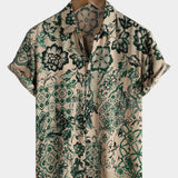 Hawaiian Short-Sleeve Floral Print Shirt, Vintage Style, Breathable Vacation Style