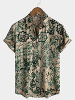 Hawaiian Short-Sleeve Floral Print Shirt, Vintage Style, Breathable Vacation Style
