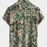 Hawaiian Short-Sleeve Floral Print Shirt, Vintage Style, Breathable Vacation Style
