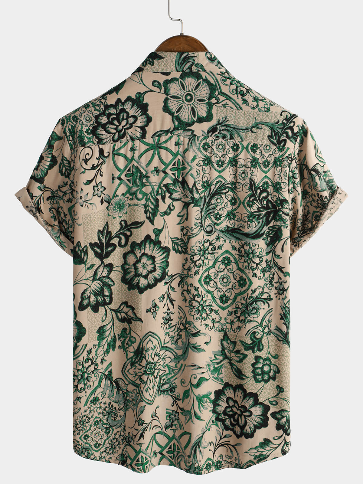Hawaiian Short-Sleeve Floral Print Shirt, Vintage Style, Breathable Vacation Style
