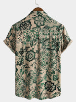 Hawaiian Short-Sleeve Floral Print Shirt, Vintage Style, Breathable Vacation Style