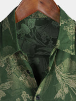 Hawaiian Short-Sleeve Button Breathable Shirt, Vintage Green Style