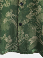 Hawaiian Short-Sleeve Button Breathable Shirt, Vintage Green Style