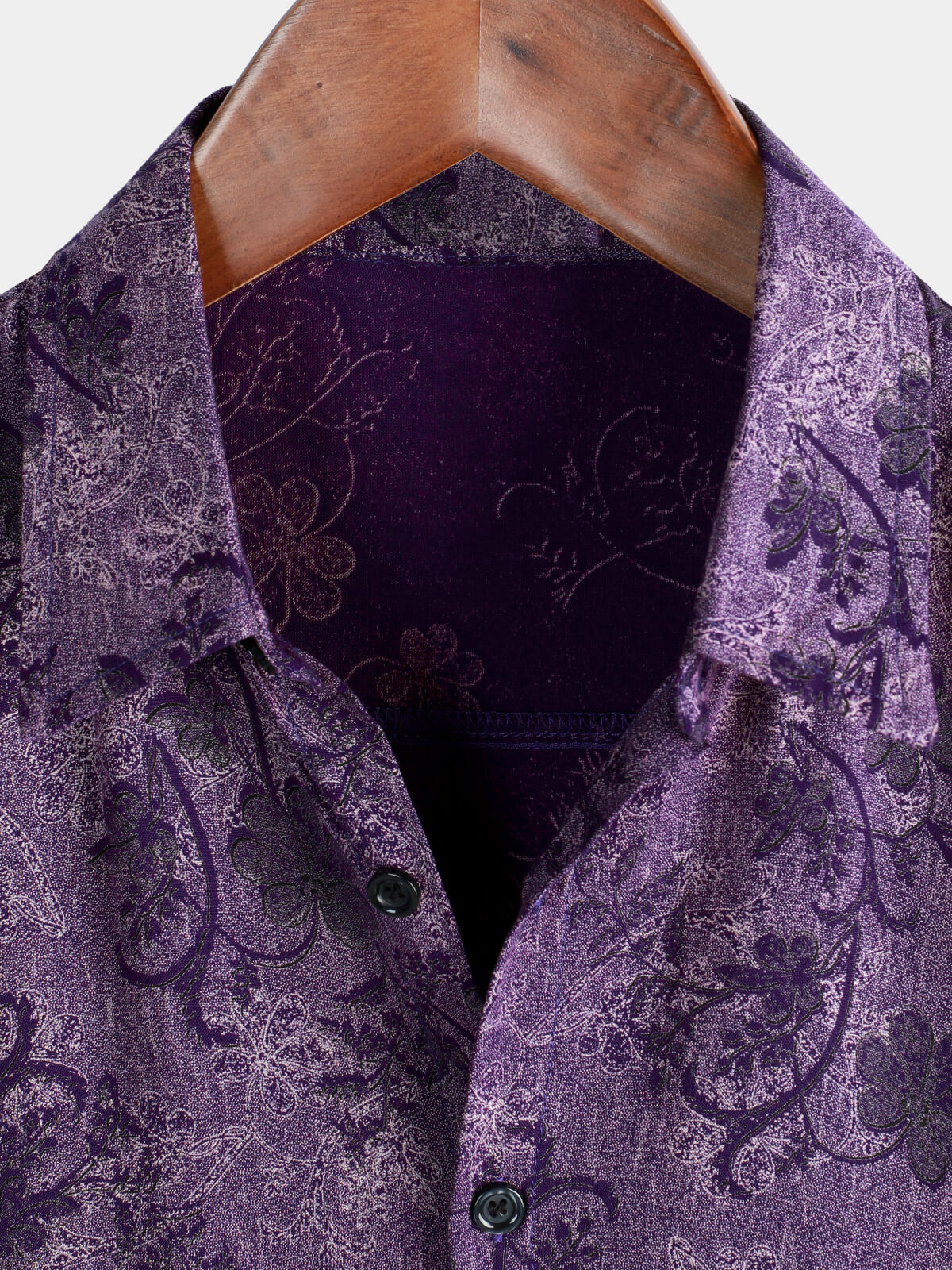 Hawaiian Short-Sleeve Button Breathable Shirt, Vintage Purple Style