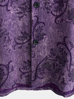 Hawaiian Short-Sleeve Button Breathable Shirt, Vintage Purple Style