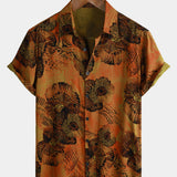 Hawaiian Short-Sleeve Retro Floral Print Shirt