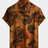 Hawaiian Short-Sleeve Retro Floral Print Shirt