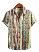 Retro Cotton Boho Shirt with Short Sleeves for Men
