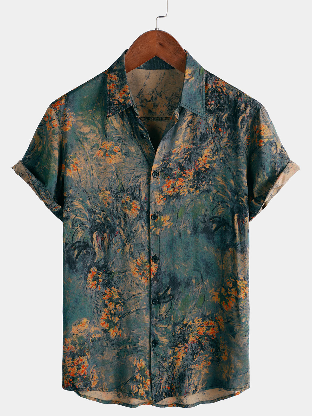 Breathable Hawaiian Short Sleeve Shirt, Floral Print, Vintage Style, Vacation