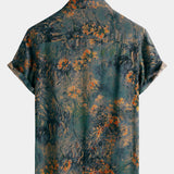 Breathable Hawaiian Short Sleeve Shirt, Floral Print, Vintage Style, Vacation