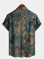 Breathable Hawaiian Short Sleeve Shirt, Floral Print, Vintage Style, Vacation