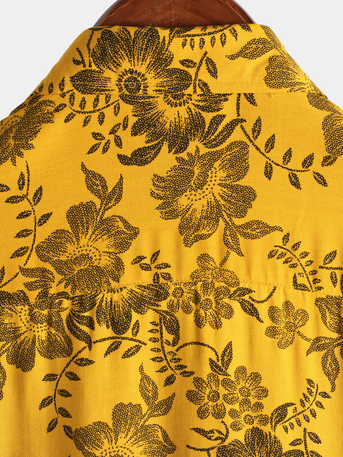 Hawaiian Short-Sleeve Yellow Vintage Floral Print Shirt
