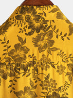 Hawaiian Short-Sleeve Yellow Vintage Floral Print Shirt