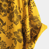 Hawaiian Short-Sleeve Yellow Vintage Floral Print Shirt