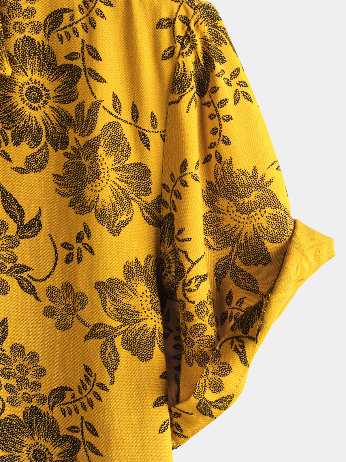 Hawaiian Short-Sleeve Yellow Vintage Floral Print Shirt