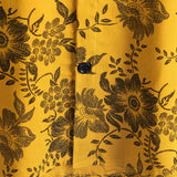 Hawaiian Short-Sleeve Yellow Vintage Floral Print Shirt