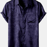 Short-Sleeve Shirt with Pockets and Floral Jacquard