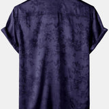 Short-Sleeve Shirt with Pockets and Floral Jacquard