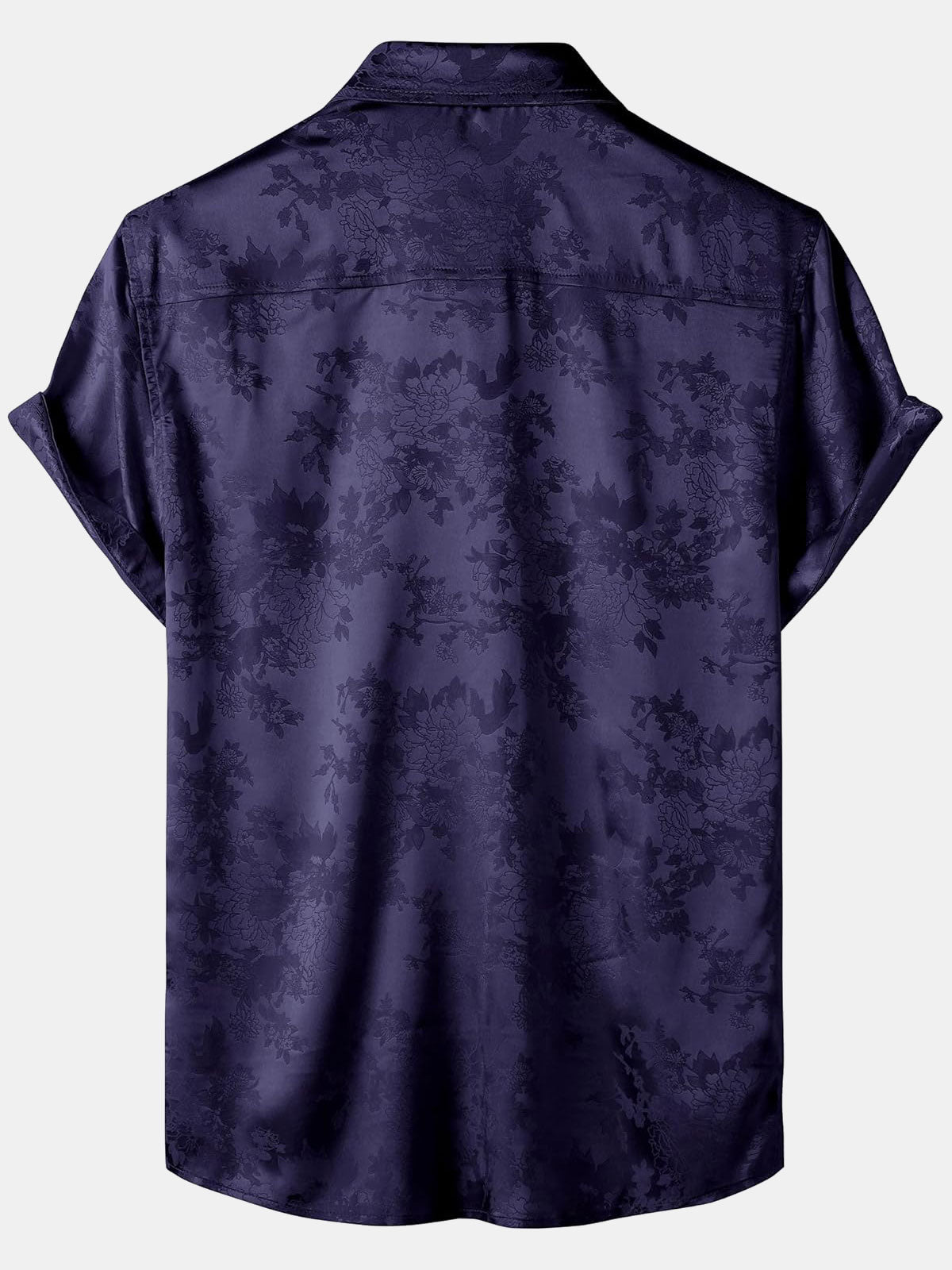 Short-Sleeve Shirt with Pockets and Floral Jacquard