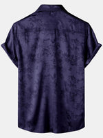 Short-Sleeve Shirt with Pockets and Floral Jacquard