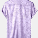 Short-Sleeve Shirt with Pockets and Floral Jacquard