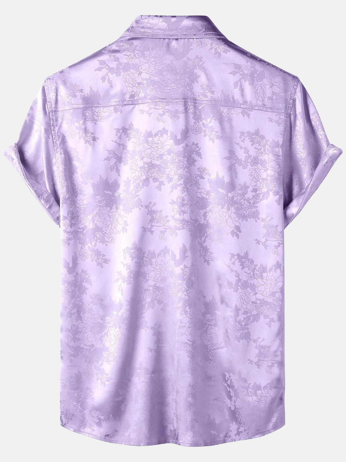 Short-Sleeve Shirt with Pockets and Floral Jacquard