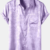 Short-Sleeve Shirt with Pockets and Floral Jacquard