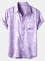 Short-Sleeve Shirt with Pockets and Floral Jacquard