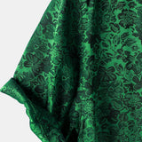 Jacquard Short-Sleeve Shirt with Floral Print