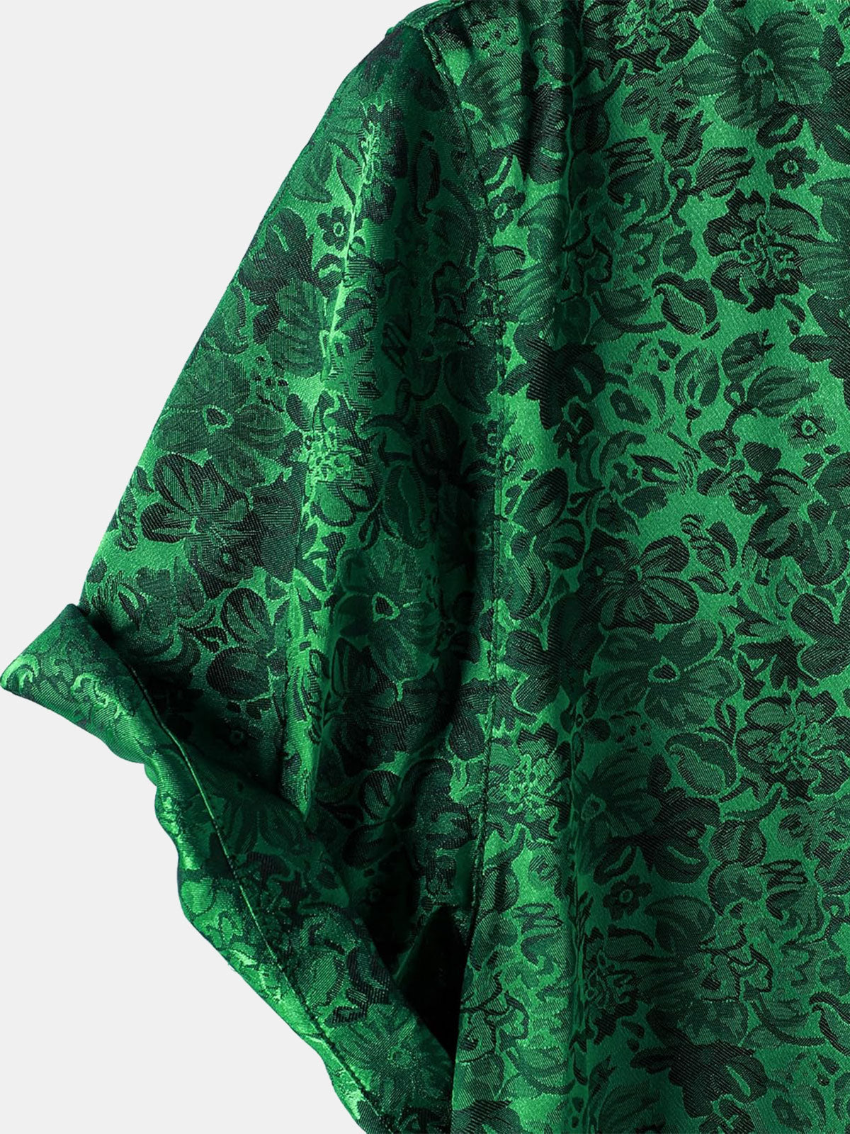 Jacquard Short-Sleeve Shirt with Floral Print