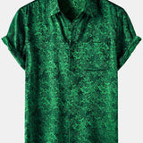Jacquard Short-Sleeve Shirt with Floral Print